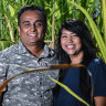 Juncao grass farmers Vinit Lal and Chaya Kumar on their farm in Votualevu, Nadi.
