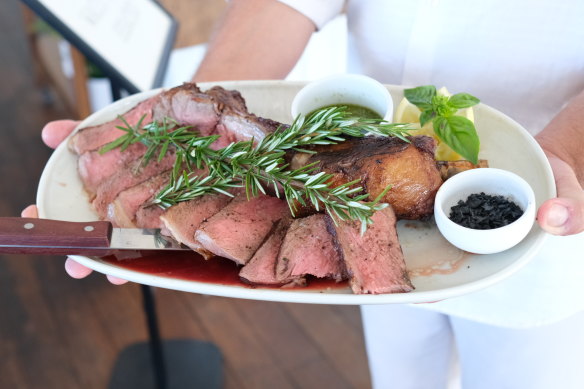 Bistecca Fiorentina was cooked perfectly rare.