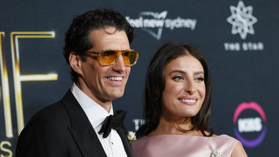 Andy Lee in P Johnson and Rebecca Harding in Effie Kats, style by Elliot Garnaut.