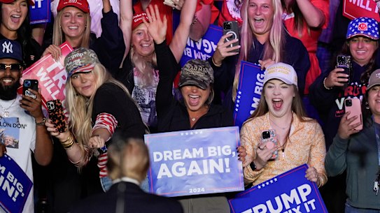Young supporters at a Trump rally in Greensboro, North Carolina on November 2.