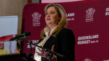 Queensland Premier Annastacia Palaszczuk promoting the state budget.
