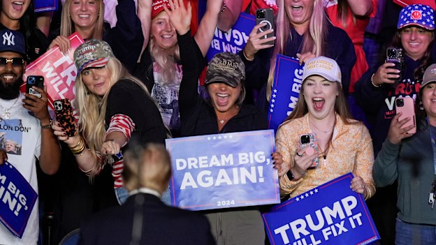 Young supporters at a Trump rally in Greensboro, North Carolina on November 2.