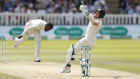 Steve Smith hooks Jofra Archer earlier in his innings before being hit in the neck. 
