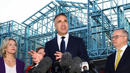 Peter Malinauskas: “this is bigger than Ben Hur”. Pictured here with Clare O’Neil and Anthony Albanese.  