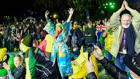 Crowds rose as one when news filtered through from Tokyo.