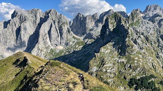 Hiking in the accursed mountains.