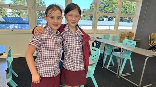 Hendra State School friends Georgia and Eva.
