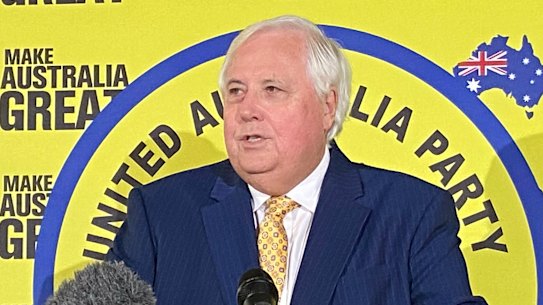 United Australia Party leader Clive Palmer announcing candidates - including himself - for this year’s federal election.