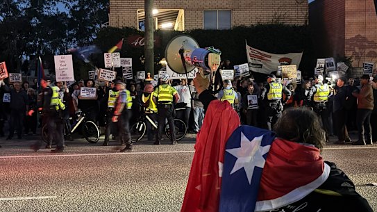 A protest in Midland on Wednesday against an appearance by One Nation leader Pauline Hanson.