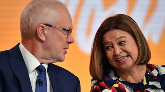 Former ABC chairman Justin Milne and then managing director Michelle Guthrie. 