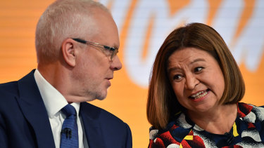 Former ABC chairman Justin Milne and then managing director Michelle Guthrie. 