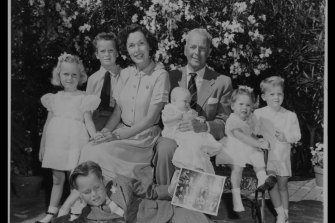 John Farrow, Maureen O’Sullivan and their seven children.