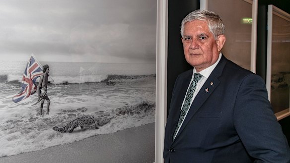 Ken Wyatt, the Minister for Indigenous Australians, at the launch at the Australian National Maritime Museum of the Encounters 2020 program. It will mark 250 years since Cook's 1770 voyage with stories from Indigenous Australians. 