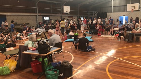About 100 people huddled in the Moruya evacuation centre for two days as the fires raged.