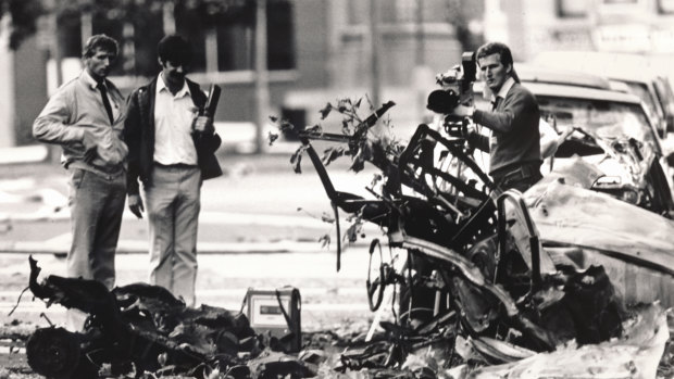 The car bomb that ripped through the police headquarters in Russell Street on March 27, 1986.