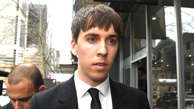 James Haberfield leaves Melbourne Magistrates Court after he avoided jail for assaulting two paramedics.