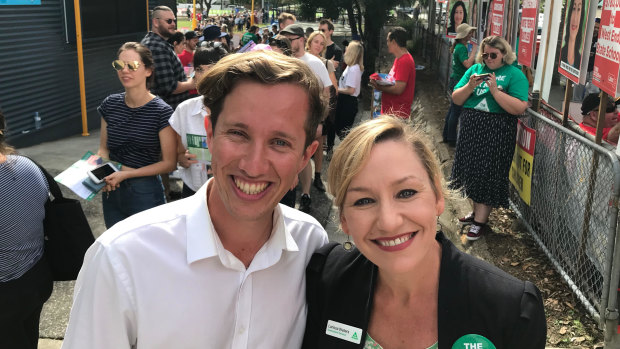 Greens Griffith candidate Max Chandler-Mather and Senate candidate Larissa Waters.