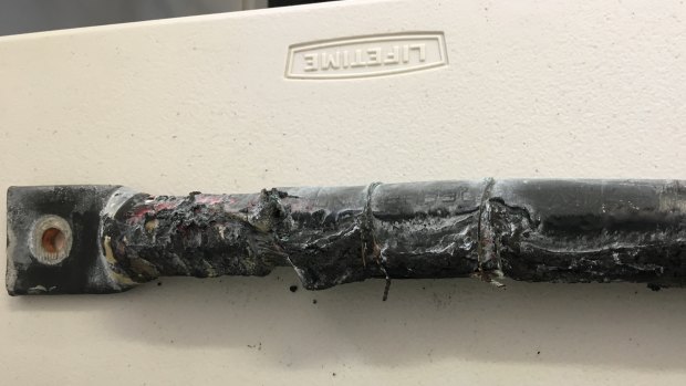A corroded pipe shown to visitors to the Liddell power station in September 2017.
