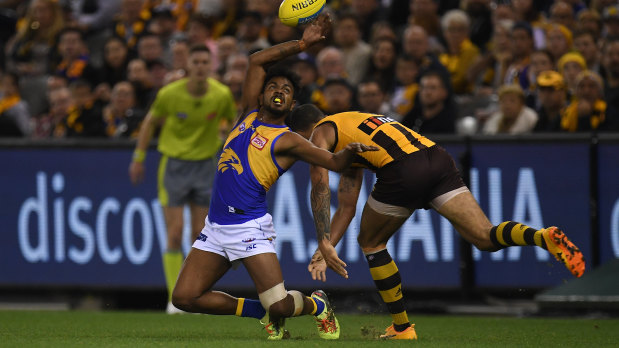 Willie Rioli and Shaun Burgoyne when the Eagles played the Hawks earlier this year.