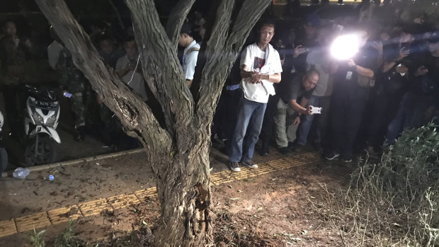 The explosion hit a tree outside the Gelora Bung Karno stadium complex in Jakarta on Sunday night, sparking fears of a bomb attack during the presidential debate.