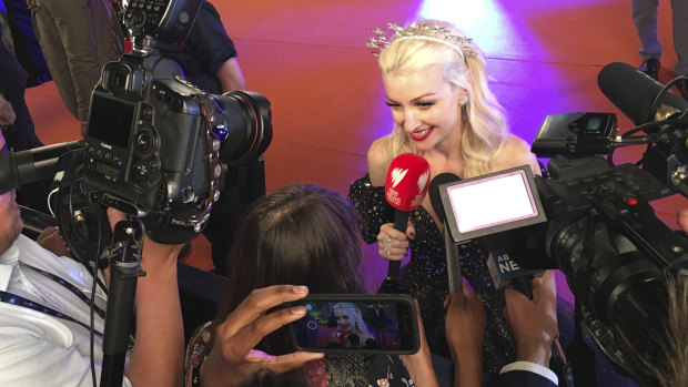 Australian singer Kate Miller-Heidke meets the press at the Eurovision Song Contest.