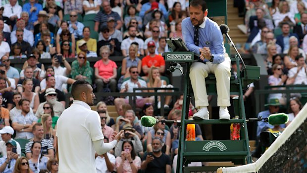 Kyrgios argued with umpire Damien Dumusois, leading to a code violation for unsportsmanlike conduct.