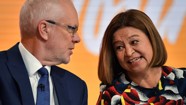 Former ABC chairman Justin Milne (left) and former managing director Michelle Guthrie. 