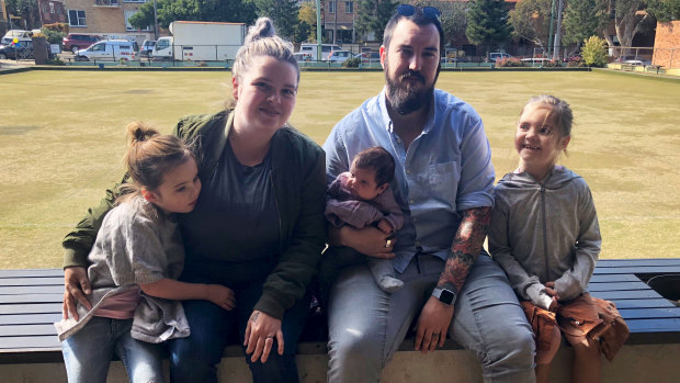 Kale Rayment and her husband Julian and their children (from left) Harlow, Charlie and Lily.