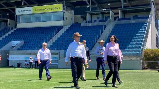 Premier Annastacia Palaszczuk visits the Sunshine Coast Stadium on Friday.