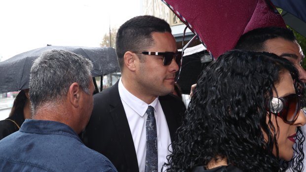 Jarryd Hayne walks into court on Thursday morning.