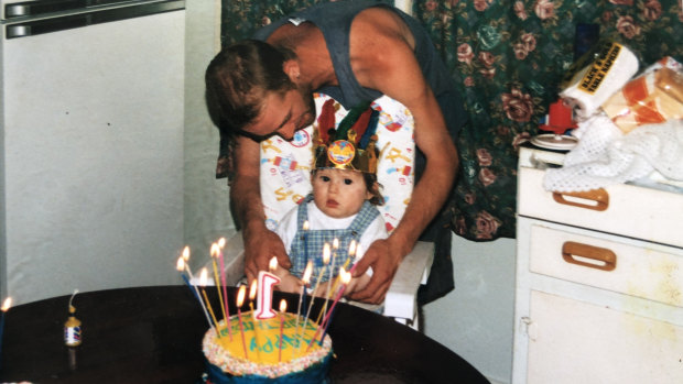 Brett Thomas at his son's first birthday.