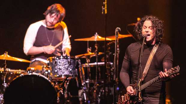 Raucous: Jack White (right) and Patrick Keeler perform as the Saboteurs at the Regent Theatre.