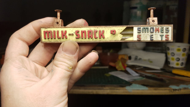 Some of the extraordinary detail Smith has put into his miniature of the Olympia milk bar.