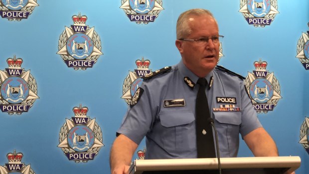WA Police Commissioner Chris Dawson speaking to media on Monday afternoon.