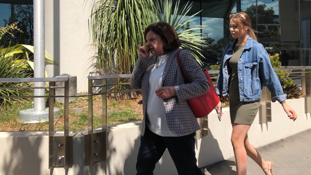 Kim Dorsett with her granddaughter Ebony Turner, who is Kate Goodchild's daughter, outside Southport Magistrates Court.