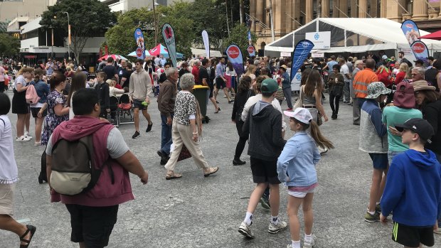 Thousands flocked to the strawberry sundae pop-up stall in Brisbane's King George Square.