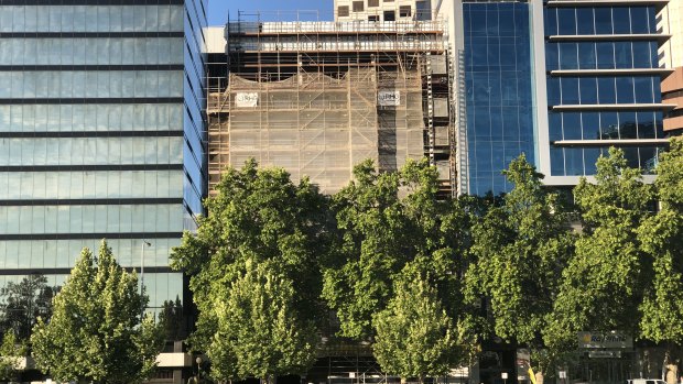 Once this scaffolding comes down the New Esplanade Hotel will have a new name and rooftop bar.