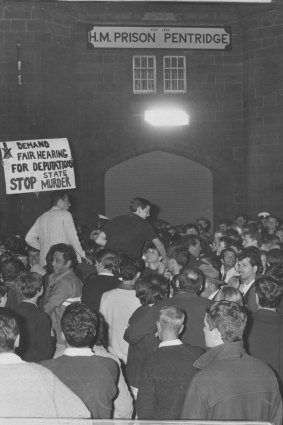 Demonstrators outside Pentridge prison the night before Ryan's execution.