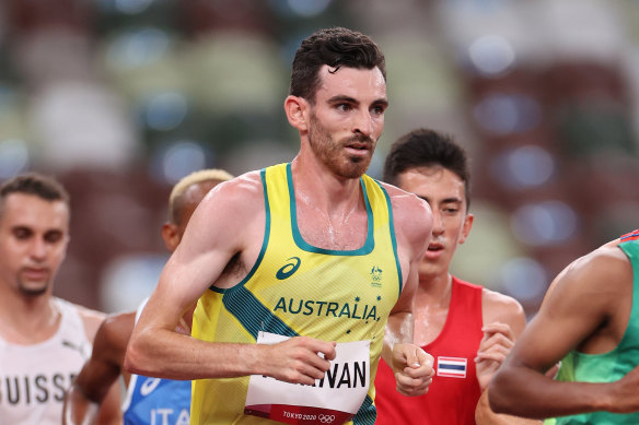 Pat Tiernan in the men’s 10,000m final on Friday.