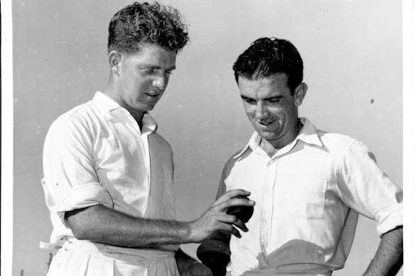 Ron Gaunt with Bob Simpson in 1957.