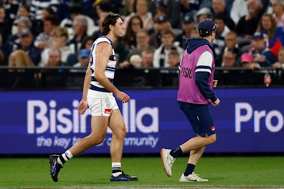 A frustrated Jack Henry leaves the field.