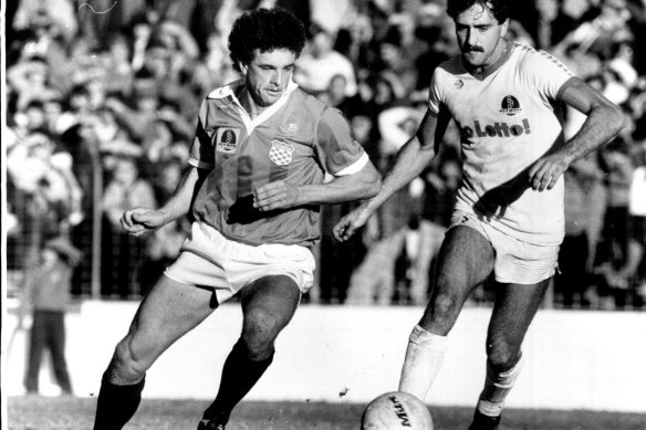 Graham Arnold (left) during his time with Sydney Croatia, as they were known in 1985.