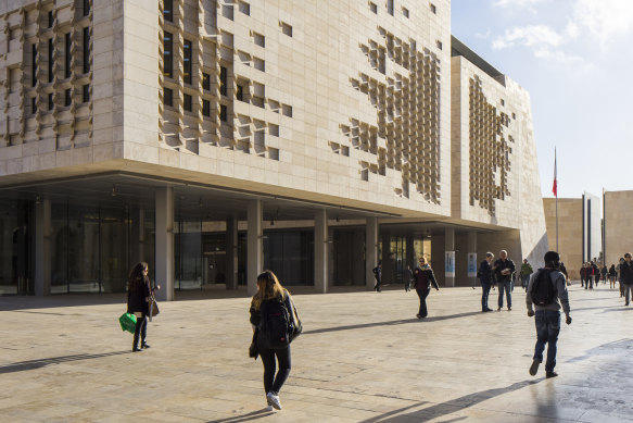 Malta’s parliament and its honeycomb exterior.