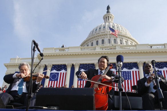 Itzhak Perlman, Yo-Yo Ma and Anthony McGill play during the inauguration of Barack Obama in 2009. 