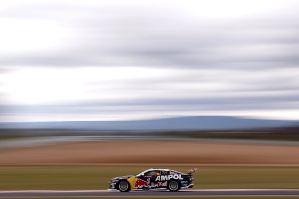 Broc Feeney puts the foot down during Thursday’s practice session at Mt Panorama.
