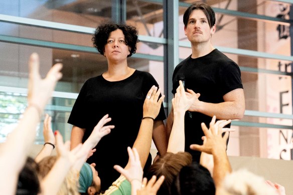 Mahalia Barnes and Michael Paynter during rehearsals for Jesus Christ Superstar.