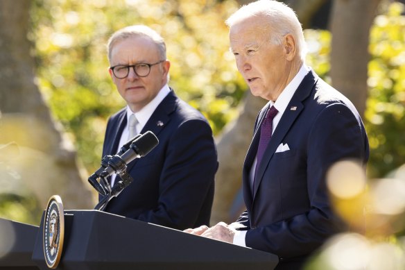 Prime Minister Anthony Albanese and US President Joe Biden address the media.