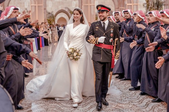 Princess Rajwa Al Saif ditched the heels when getting married to Jordanian Crown Prince Hussein in June.