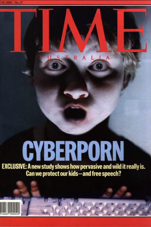 The Time Magazine cover that spurred a moral panic in 1995. While the research behind the article was eventually discredited, underlying concerns about children’s safety and censorship have persisted.