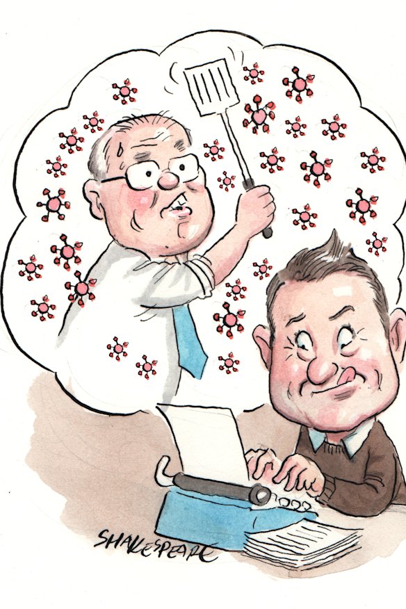 Andrew Laming taps away.